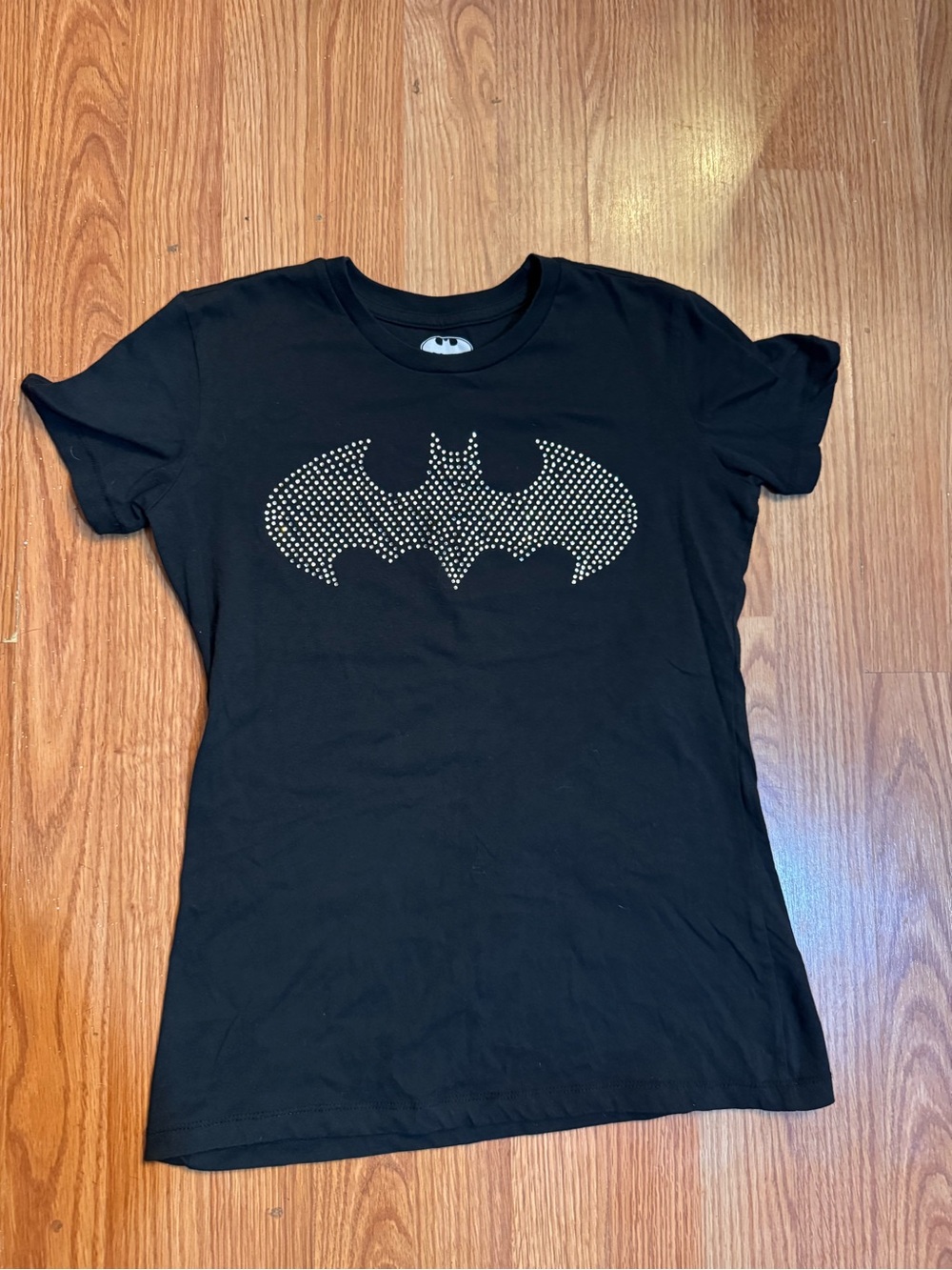 Black Rhinestone Batman Logo Tee